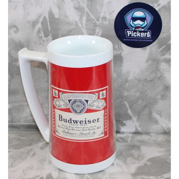 Vintage 70s USA Made Thermo-Serv Budweiser Logo Beer Sign Beer Mug Stein Plastic - Picture 4 of 6